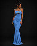 TRAPLOVE Women's Solid Color Spaghetti Strap Sleeveless Fitted Long Dress